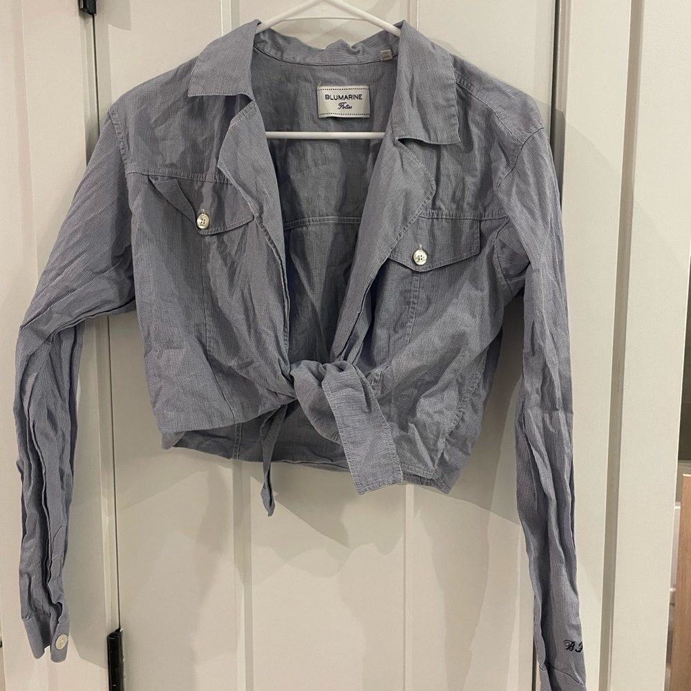 Blumarine tie front crop shirt